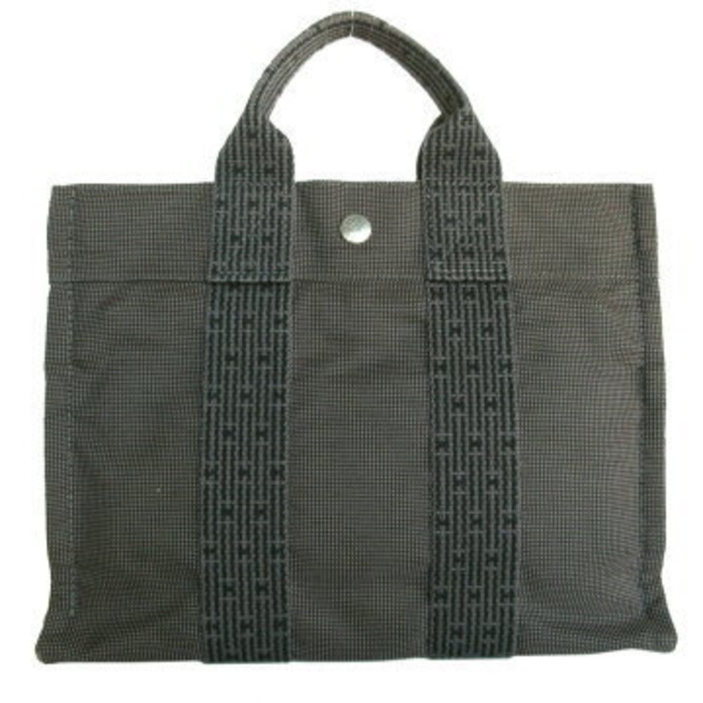 HERMES Handbag Tote Bag Yale Line Canvas Dark Grey